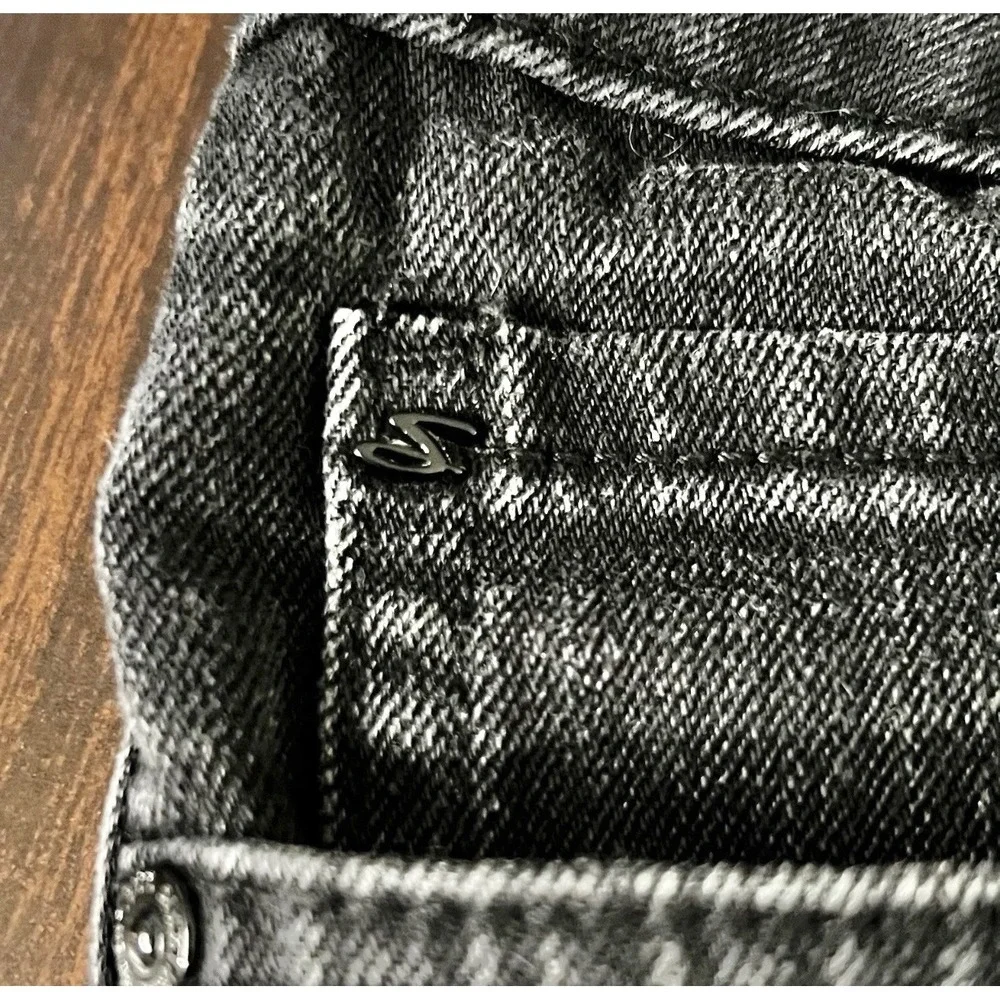 Seven7‎ Denim Shorts Black Distressed Raw Hem Cut Off Stretch Womens Size 16